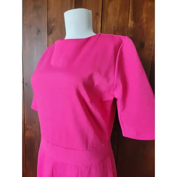 🗽 Brigitte Brianna New York Dress Women L Fuchsia Modest Midi– Made in USA Chic - Picture 6 of 16